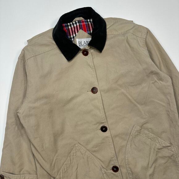 Blair Tan Twill and Corduroy Barn Jacket with Plaid Lining Size Medium - Picture 2 of 8